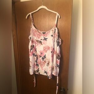 Torrid 3X Floral Chiffon Cold Shoulder Tie Blouse